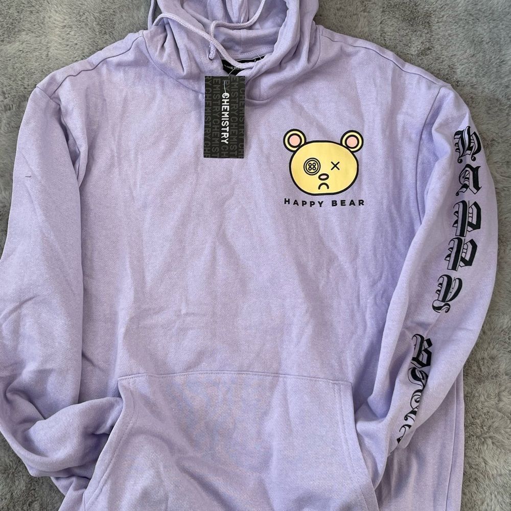 NWT Chemistry Happy Bear purple hoodie size M unisex - Picture 4 of 8